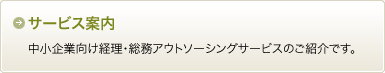 サービス案内：中小企業向け経理・総務アウトソーシングサービスのご紹介です。
